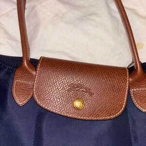 Longchamp Navy and Brown Tote Bag